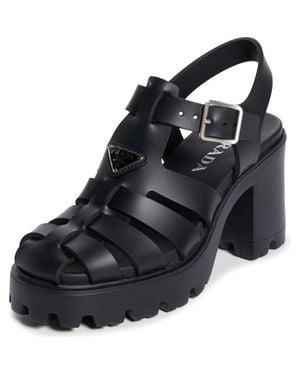 Prada Stride Flow Cage Platform Sandal - Black