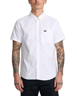 RVCA That'Ll Do Slim Fit Solid Short Sleeve Button-Down Shirt - White