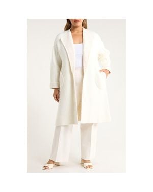 Anne Klein Wing Collar Sweater Coat - White