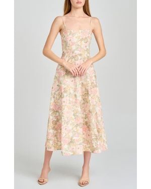 Wayf Josefina Floral Fit & Flare Midi Dress - Natural