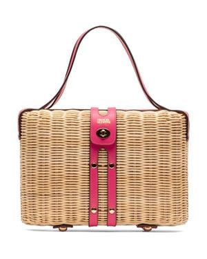 Frances Valentine The Holland Woven Wicker Satchel - Pink