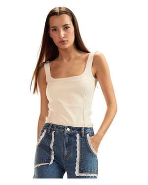 Cynthia Rowley Tribeca Vegan Leather Combo Top - Blue