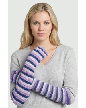 Portolano Cashmere Long Striped Gloves - White