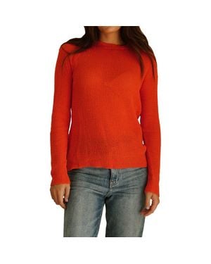Paneros Clothing Sloane Openwork Cotton Crewneck Sweater - Red
