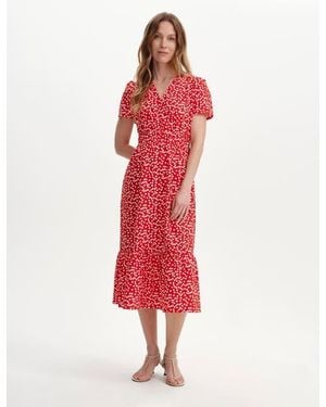 Finery London Petite Deena Wrap Midi Dress - Red