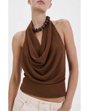 Mango Coris Draped Halter Top - Brown