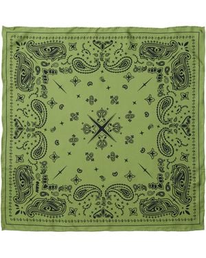 OLAH Paisley Silk Bandana Scarf 20 - Green