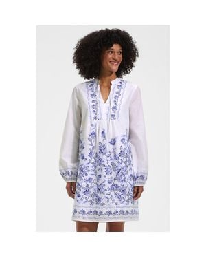 Lands' End Voile Tie Neck Dress - Blue