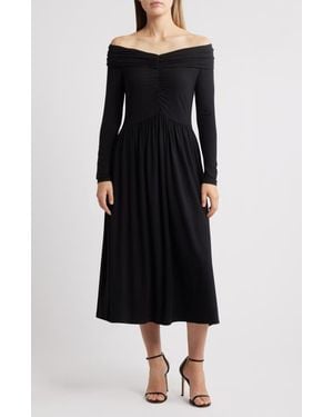 NIKKI LUND Olia Off The Shoulder Long Sleeve Dress - Black
