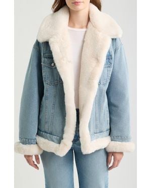 Love Token Susan Faux Fur Trim Jacket - Blue