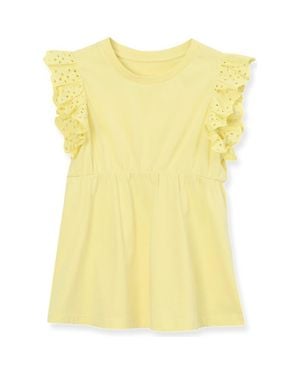 Lands' End Girls Flutter Sleeve Tiered Peasant Top - Yellow