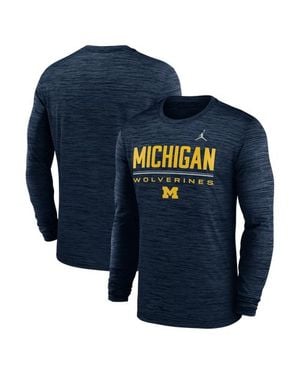 Nike Michigan Wolverines Sideline Velocity Dri-Fit Long Sleeve T-Shirt - Blue