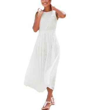 Lascana Sleeveless Eyelet Maxi Dress - White