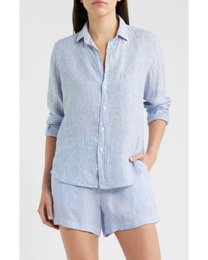 Frank & Eileen Relaxed Linen Button-Up Shirt - Blue