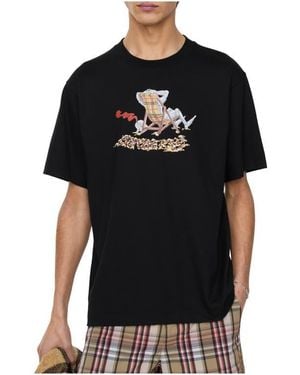 Burberry Beach Knight Cotton T-Shirt - Black