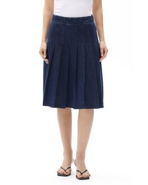 Bayeas Pleated High Waist Denim Skirt - Blue