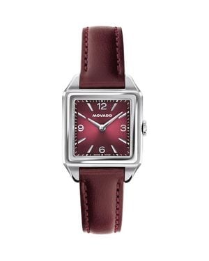 Movado Heritage 1917 Leather Strap Watch, 25Mm X 34Mm - Red