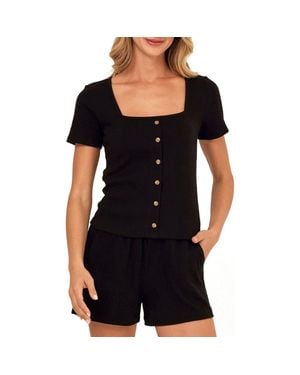 Threads For Thought Jamila Smocked Square Neck Top - Black
