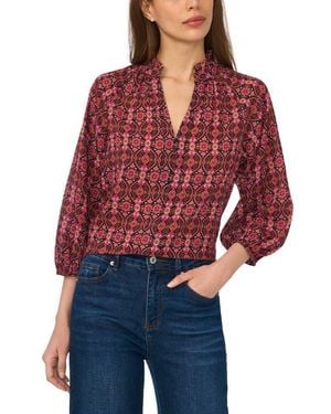 Cece Paisley Crepe Top - Red