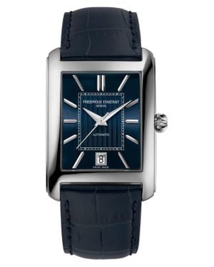 Frederique Constant Classics Carrée Leather Strap Watch, 30.4Mm X 33Mm - Blue