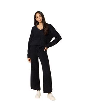 Softies Waffle Marshmallow V-Neck Lounge Set - Black