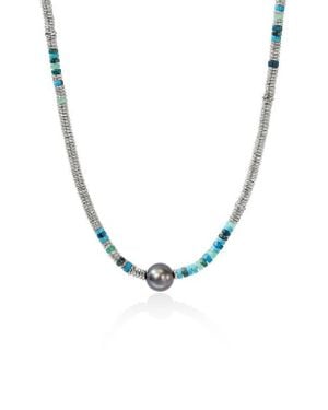 John Hardy Heishi Freshwater Pearl & Bead Necklace - Blue