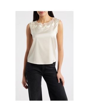 NIKKI LUND Camille Sleeveless Floral Appliqué Top - White