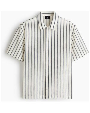 H&M Regular Fit Textured-Knit Shirt - Gray