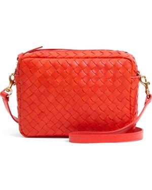 Clare V. Midi Sac Woven Leather Crossbody Bag - Red