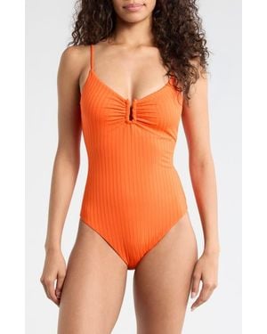 Sanctuary V-Wire Rib One-Piece Swimsuit - Orange