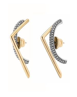 DEMARSON Zola Pavé Geometric Stud Earrings - Metallic