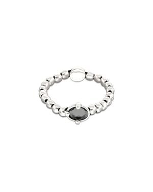 Uno De 50 Sterling Plated Ball Elastic Bracelet With Faceted Crystal - Blue