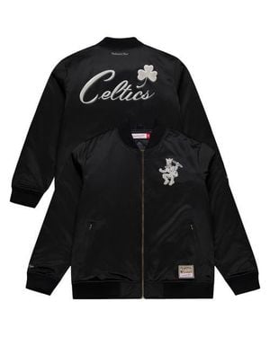 Mitchell & Ness Boston Celtics Chrome Satin Bomber Full-Zip Jacket - Black