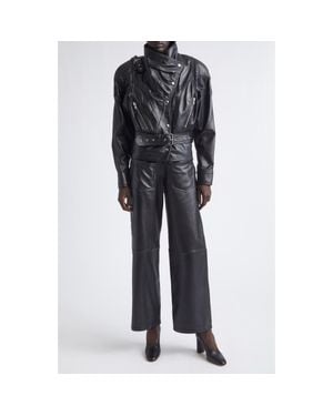 VAQUERA Bombshell Belted Leather Jacket - Black