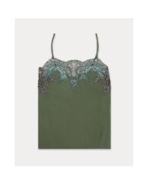 Fortela Brianne Embroidered Silk Top - Green