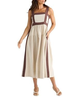 Brave+True Jolie Contrast Trim Midi Dress - Natural