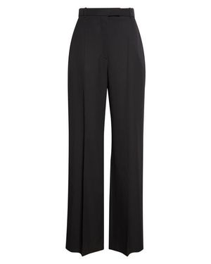 McQueen High Waist Wool Straight Leg Pants - Black