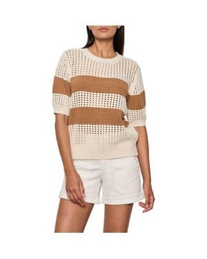 Sanctuary Beachside Openwork Stripe Sweater - Natural