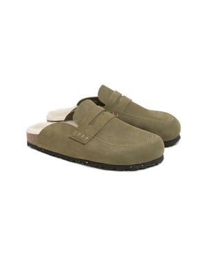 Celtic & Co. Sheep Lined Penny Loafer Clog - Green