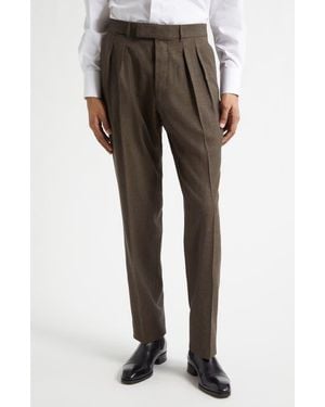 Tom Ford Fresco New Double Pleat Mohair, Wool & Linen Blend Pants - Multicolor