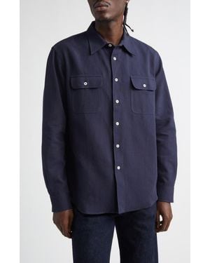 De Bonne Facture Artist Cotton & Hemp Button-Up Shirt - Blue