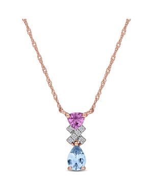 Julianna B Sapphire & Diamond Drop Necklace 14K - Metallic