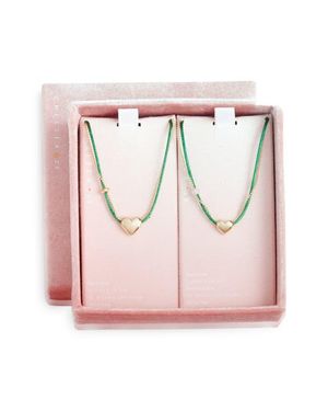 Chelsea28 Set Of 2 Demi Fine Mommy & Me Heart Cord Pendant Necklaces - Pink