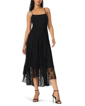 Steve Madden Vita Lace Detail Godet Pleat Dress - Black