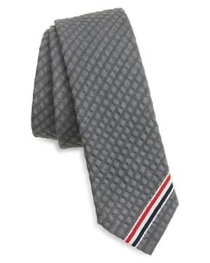 Thom Browne Classic Stripe Wool Tie - Gray