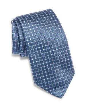 Canali Geometric Silk Tie - Blue