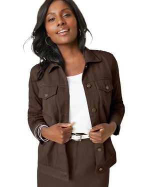 Jessica London Classic Cotton Denim Jacket - Brown