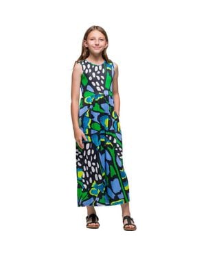 24sevenKid Butterfly Print Sleeveless Maxi Dress With Pockets - Green