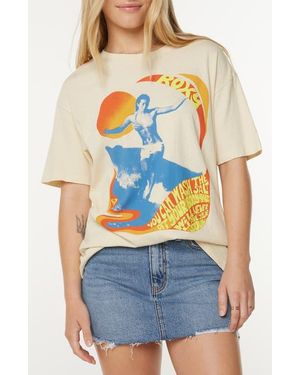 Roxy Salt Soul Oversize Cotton Graphic T-Shirt - Blue