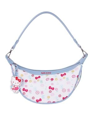 Sanrio,Hello Kitty Floral Print Top Zip Shoulder Bag - Blue